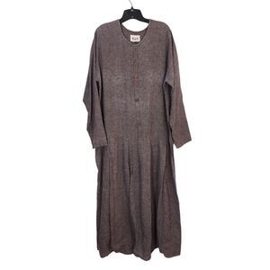 Flax by Angelheart Women's Vintage Drop Waist 100% Linen Stripe Maxi Dress - L